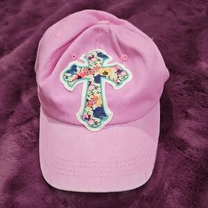 Floral Cross Patch Pink Cap